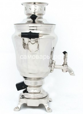 Электрический самовар из латуни никелированный на 1,5 литра форма "Тюльпан" с защитой от выкипания в Снежинске - snezhinsk.mebel-74.com | фото