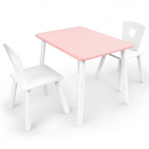 Комплект детской мебели стол и два стула Корона  (Розовый/Белый/Белый) в Снежинске - snezhinsk.mebel-74.com | фото