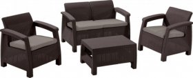 Комплект мебели Корфу сет (Corfu set) коричневый - серо-бежевый * в Снежинске - snezhinsk.mebel-74.com | фото