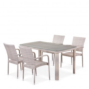 Комплект плетеной мебели T256C/Y376C-W85 Latte (4+1) + подушки на стульях в Снежинске - snezhinsk.mebel-74.com | фото