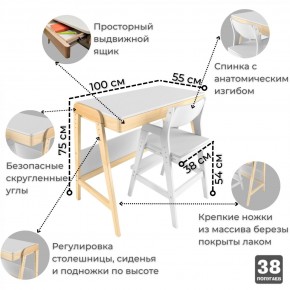 Комплект растущий стол и стул 38 попугаев «Вуди» (Белый, Без покрытия) в Снежинске - snezhinsk.mebel-74.com | фото