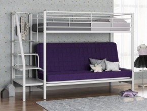 Кровать двухъярусная с диваном "Мадлен-3" (Белый/Фиолетовы) в Снежинске - snezhinsk.mebel-74.com | фото