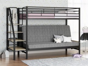 Кровать двухъярусная с диваном "Мадлен-3" (Черный/Серый) в Снежинске - snezhinsk.mebel-74.com | фото
