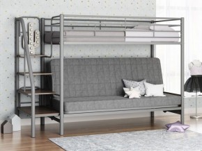 Кровать двухъярусная с диваном "Мадлен-3" (Серый/Серый) в Снежинске - snezhinsk.mebel-74.com | фото