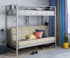Кровать двухъярусная с диваном "Мадлен" (Серый/Фиолетовый) в Снежинске - snezhinsk.mebel-74.com | фото