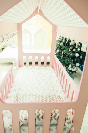 Кровать-домик без ящика 800*1600 (Розовый) в Снежинске - snezhinsk.mebel-74.com | фото