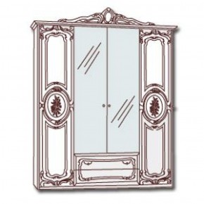 Шкаф 4-х дверный с зеркалами (01.144) Роза (могано) в Снежинске - snezhinsk.mebel-74.com | фото