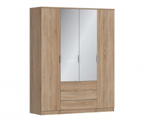 Шкаф 4х дверный с зеркалами Николь СБ-2595/1 (Дуб Сонома) в Снежинске - snezhinsk.mebel-74.com | фото