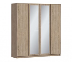 Шкаф 4х дверный с зеркалами Веста СБ-3082 (Дуб Сонома) в Снежинске - snezhinsk.mebel-74.com | фото