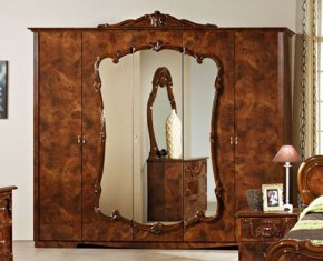 Шкаф 5-и дверный с зеркалами (20.145) Тициана (орех) в Снежинске - snezhinsk.mebel-74.com | фото