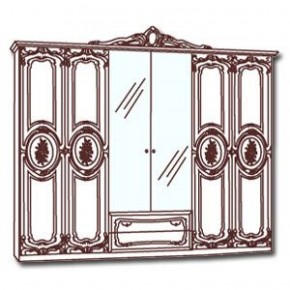 Шкаф 6-и дверный с зеркалами (01.146) Роза (могано) в Снежинске - snezhinsk.mebel-74.com | фото