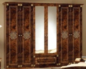 Шкаф 6-и дверный с зеркалами (02.146) Рома (орех) в Снежинске - snezhinsk.mebel-74.com | фото