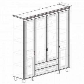 Шкаф для одежды 4-дверный с зеркалом №493 Марлен кремовый белый в Снежинске - snezhinsk.mebel-74.com | фото