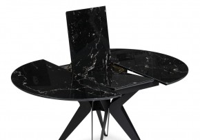 Стол стеклянный Рикла 110(150)х110х76 черный мрамор / черный в Снежинске - snezhinsk.mebel-74.com | фото